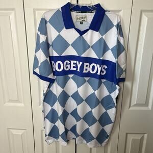 Bogey Boys Athletic Checkered Polo Blue White Mens Big & Tall 3XL New